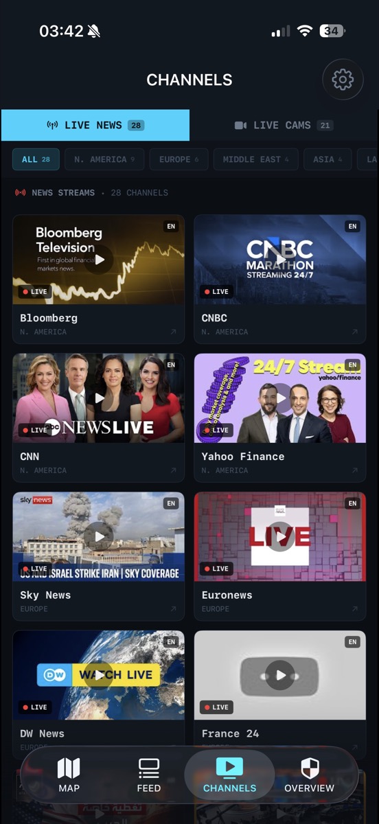 28+ live news channels from around the world