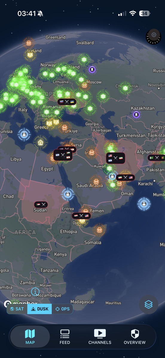 World Monitor - Interactive conflict globe with real-time tracking